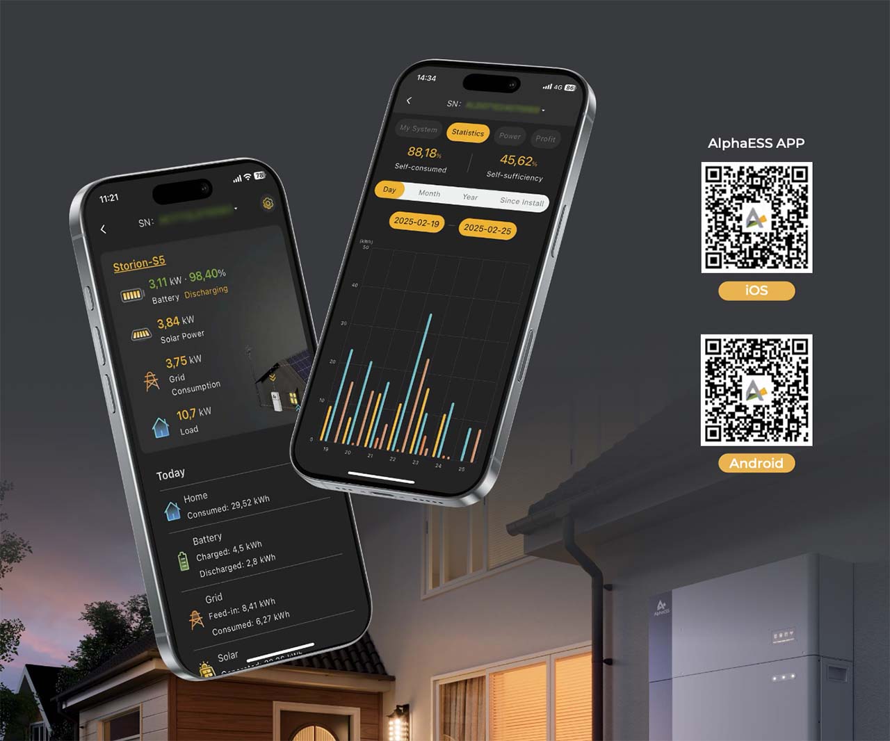 AlphaESS app op smartphone